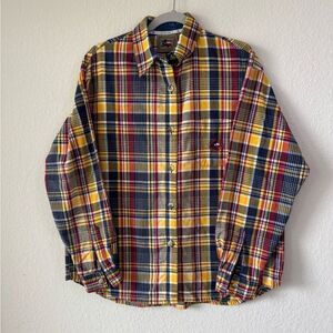 Don’t Mess With Texas Men’s M Flannel Shirt Plaid Yellow Red USA Cotton